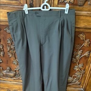 Vintage Chiavari & Zignone Italian Wool Olive Green Dress Pants Size 38 x 29